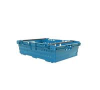 HomeHQ 30 Litre Stacking Crate, Nesting Ventilated Plastic Crate, Bale Arm Supermarket & Storage Crate (600x400x170mm) (BLUE)