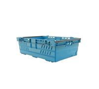 HomeHQ 35 Litre Stacking Crate, Nesting Ventilated Plastic Crate, Bale Arm Supermarket & Storage Crate (600x400x200mm) (BLUE)