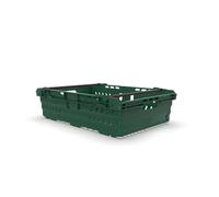 HomeHQ 5x Bale Arm Crates, Nesting Ventilated Plastic Basket, Stacking Supermarket & Storage Crate (30 Litre, GREEN)
