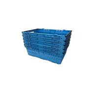 HomeHQ 5x Bale Arm Crates, Nesting Ventilated Plastic Basket, Stacking Supermarket & Storage Crate (35 Litre, BLUE)