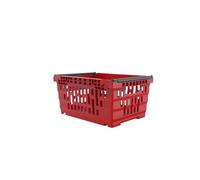 HomeHQ Bale Arm Crate, Nesting Ventilated Plastic Basket, Stacking Supermarket & Storage Crate (400x300x200mm) (RED)