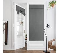 HOMEIDEAS French Door Curtains, Privacy Small Window Curtains, 26 X 68 Inch Shades for Front Door, Thermal Insulated Tie Up Shades - Bedroom, 1 Panel, Gray