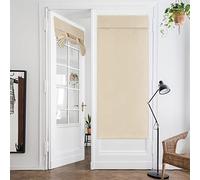 HOMEIDEAS French Door Curtains, Privacy Small Window Curtains, 26 X 68 Inch Thermal Insulated Tie Up Shades for Bedroom, 1 Panel, Beige