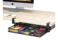 Homeify Under Desk Drawer Organizer Clamp-On, Mesh Metal Desk Drawer Attachment, 1 Drawer Slide Out, On Desk Or Under Desk Organizer For Office Supplies & Home Essentials, HF-4546-PER