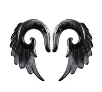 Homeilteds 2Pcs Angel Wings Acrylic Ear Taper Jewelry Black Grey Spiral Ear Taper Plug Stretcher Piercing Ear Expander Plugs (Main Stone Color : 8mm, Metal color : Grey)