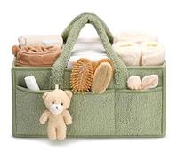 Homeily Baby Diaper Caddy, Diaper Caddy Organizer with Handle Nursery Storage Organizer Tote Bag for Baby Shower and Registry Must-Have. (GREEN)