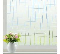 Homein Window Film Privacy, Frosted Window Film Cross Pattern Static Cling, No Glue Self Adhesive Glass Vinyl Anti UV Removable Opaque Sticker for Home Bathroom Office, 44.5x300 cm