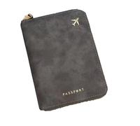 HOMEIS Multifunctional RFID-Blocking Passport Holder Travel Wallet | PU Leather Document Organiser with Zipper, Multiple Card Slots & SD Card Compartment | Portable Travel Essentials (Grey)