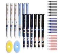 HOMEJOY 12 Pcs Erasable Pens 0.5mm Erasable Gel ink Pens Cute Pen Stationary Set with 30 Refills and 2 Rubbers for Kids Adult School Office Supplies (A)