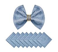 Homejoy Cloth Napkins Set of 8 - Square 17x17 Inch Jacquard Fabric Polyester Washable Reusable Cloth Napkins for Kitchen Dinner Dining Restaurants Wedding Party Banquet Table (Light Blue)