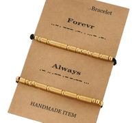 HomeJoySet 1 Pair Morse Code Couple Bracelets, Stainless Steel Rope Design, Unique Jewelry for Daily Wear & Various Occasions(Gold)