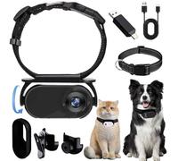 HomeJoySet 16G White HD 1080p Pet Camera Collar - Lightweight 22g, 170° Wide-Angle, IPX7 Waterproof, 240 Min Battery, Mini Action Cam For Cats(B,No card)