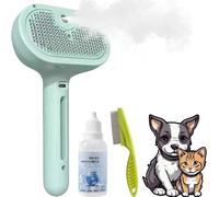 HomeJoySet 2-Pack 3-in-1 Pet Grooming Brush With Self-Cleaning, Mist Spray & Hair Removal - Ideal For Cats, Dogs & Small Animals, Long & Short Hair(Green)