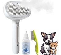 HomeJoySet 2-Pack 3-in-1 Pet Grooming Brush With Self-Cleaning, Mist Spray & Hair Removal - Ideal For Cats, Dogs & Small Animals, Long & Short Hair(W)