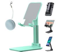 HomeJoySet 2-Pack Foldable Aluminum Desktop Phone Stand - Adjustable Angle & Height, Universal For Cell Phones & Tablets(Green)