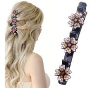 HomeJoySet 2025 New Sparkling Crystal Stone Braided Hair Clips - Duck Bill Style, 4Pcs Mix (C)