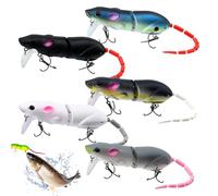 HomeJoySet 5 PCS 3D Lifelike Rat Topwater Fishing Lure - Robotic Bionic Design With Articulated Movement, Durable ABS Construction(5 PCS)