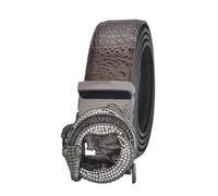 HomeJoySet Embossed Leather Ratchet Belt For Men - Rhinestone Crocodile Automatic Click Buckle, Customizable Fit(Coffee,120cm/waist:41")