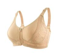 HomeJoySet Front Zipper Sports Bras, Wireless Yoga & Post Surgery - Large Size for Women(Apricot,3X-Large_Standard)