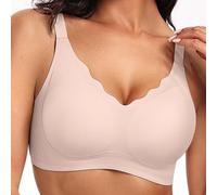 HomeJoySet Gummy Push Up Bra - Seamless Scalloped Wireless Bra with Full Support for Women(Skin Color,M)