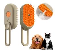 HomeJoySet New 3 - In - 1 Pet Steam Groomer Brush - Anti - Static, For Cats & Dogs (White) (Khaki)