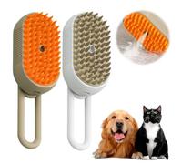HomeJoySet New 3 - In - 1 Pet Steam Groomer Brush - Anti - Static, For Cats & Dogs (White) (Khaki+White)