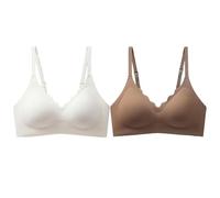 HomeJoySet Seamless Scalloped Push-Up Bra, Lightweight Breathable Wireless Comfortable Bra for Women(2*b,M)