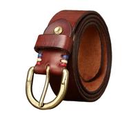 HomeJoySet Unisex Cow Leather Belt - 1 1/2" Wide Strap With Anti-Scratched Gold Pin Buckle, Great For Casual Jeans(Reddish Brown,100cm/39)
