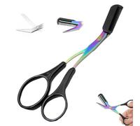 HomeJoySet Upgraded Eyebrow Trimmer Scissor With Comb - Non - Slip, Stainless Steel, For All (Black) (B)
