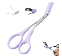 HomeJoySet Upgraded Eyebrow Trimmer Scissor With Comb - Non - Slip, Stainless Steel, For All (Black) (Purple)