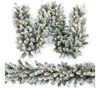 HomeKaren Christmas Garland 9 Ft by 12 Inch Prelit Fraser Fir Xmas Garland with 50 LED Lights, Real Like Lush and Classics Green Style for Indoor Outdoor Home Decoration