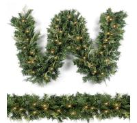 HomeKaren Christmas Garland Prelit 9 Ft Classics Green Style for Indoor Outdoor Battery-Operated