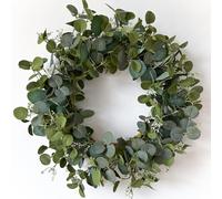HomeKaren Eucalyptus Wreaths for Front Door 22", Handmade Green Leaves Wreath for Summer, Spring and All Seasons, Greenery Floral Wreath for Wall and Outside