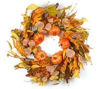 HomeKaren Fall Wreaths for Front Door 20 Inch, Fall Wreath with Pumpkin Berry Fall Leaves Wheat, Autumn Wreath Fall Decoration for Farmhouse Indoor and Outdoor