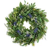 HomeKaren Wreath 22" Door Spring Wreath with Eucalyptus Olive Boxwood Leaves, Greenery Wreath Door Decoration for Spring Summer All Season Home and Outdoor