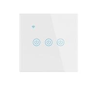 Homekit WiFi Smart Switch,Glass Touch Panel Works with Apple Homekit,Siri Voice Control, No Neutral and Neutral Needed Dual Mode 10A EU Standard.(3 Gang)