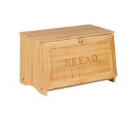 HOMEKOKO Vintage Large Wood Bread Box for Kitchen Counter, Retro Design Single Layer Bamboo Large Capacity Food Storage Bin (Natural Bamboo)