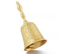 Homelavie Super Loud Solid Brass Hand Call Bell for Ringing at Wedding, New Style Hand Bells for Seniors Bedside, Teacher Classroom Bell, Dinner Bell, Tibetan Bells, Gift for Bedridden Mom (Gold)