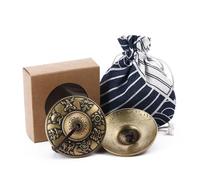 Homelavie Tibetan Tingsha Cymbals Meditation Chime Bells 2.5" 8 Lucky Symbols Embossed Brass with Gift Box Drawstring Cloth Bag for Sound Healing, Yoga, Stress Relief Meditation Instruments