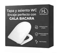HOMELAY GALA BACARA Toilet Lid White Perfect Fit Easy Assembly Stainless Steel Hinge. High resistance and anti-bacteria. Smooth and shiny finish. Free fall. Made in Spain