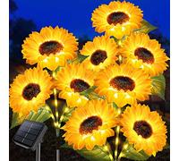 Homeleo Solar Lights Outdoor Garden Waterproof, Upgraded 9-Flower Solar Sunflower Lights for Yard Decor, Decorative Flower Ornaments for Lawn Patio Porch Flowerbed Pathway Cemetery Decorations(3-Pack)
