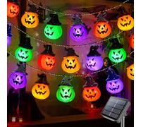 Homeleo Upgraded Solar Pumpkin String Lights for Halloween Decorations Outdoor, 3 Meters 20 LED Multicolour Halloween Lights for Outside Garden Decor Yard Front Door Party Window Decorations