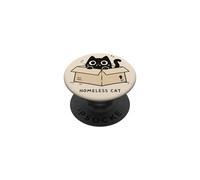 Homeless Cat Box Cat Funny Kitten Cute Black Cat PopSockets Adhesive PopGrip