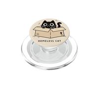 Homeless Cat Box Cat Funny Kitten Cute Black Cat PopSockets PopGrip for MagSafe