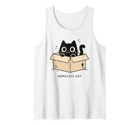 Homeless Cat Box Cat Funny Kitten Cute Black Cat Tank Top