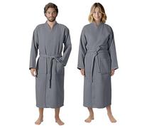 HOMELEVEL Waffle Cotton Dressing Gown Men and Women - Womens Mens Lightweight Bathrobe Gowns - Towelling Spa Robe Bathrobes - Towel Bath Robes for Ladies - Dark Grey - 4XL