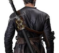 HOMELEX Medieval Leather Back Sword Shoulder Frog - Adjustable Sheath Holster Renaissance Warrior Costume Accessory (Brown-1)