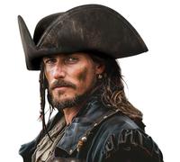 HOMELEX Pirate Hat for Women & Men Colonial Tricorn Halloween Adult Revolutionary war Costume Accessory, Gold-2, 60