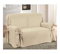 HomeLife 3 Seater Sofa Cover Cotton with Ties Made in Italy | 3 Seater Sofa Cover with Armrests | Solid Colour Sofa Cover for Protection from Dust, Stains and Wear