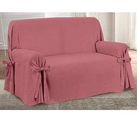 HomeLife Armchair Cover with Armrests Made in Italy Cotton | 1 Seater Armchair Cover with Ties | Solid Red Sofa Cover for Protection from Dust, Stains and Wear